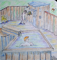 Kifu Onsen with Stag on Hillside